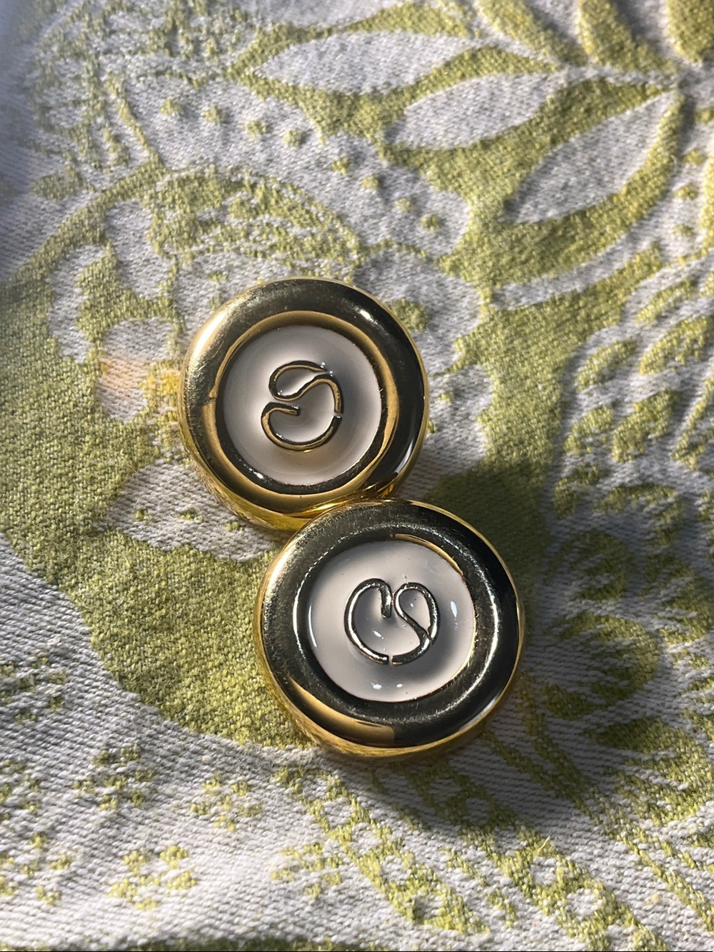 St. John Gold-Tone and Enamel Clip On Earrings